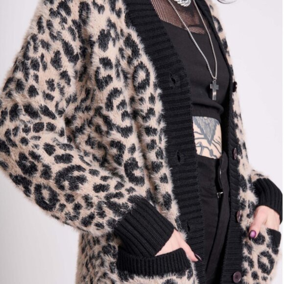 NWT Midnight Hour Punk's Not Dead Leopard Cardigan - Picture 3 of 8